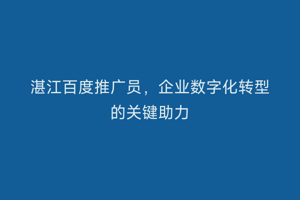 湛江百度推广员,企业数字化转型的关键助力