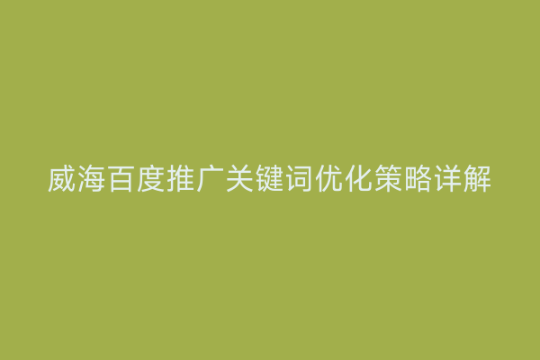 威海百度推广关键词优化策略详解