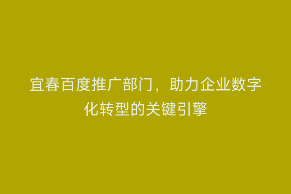 宜春百度推广部门,助力企业数字化转型的关键引擎