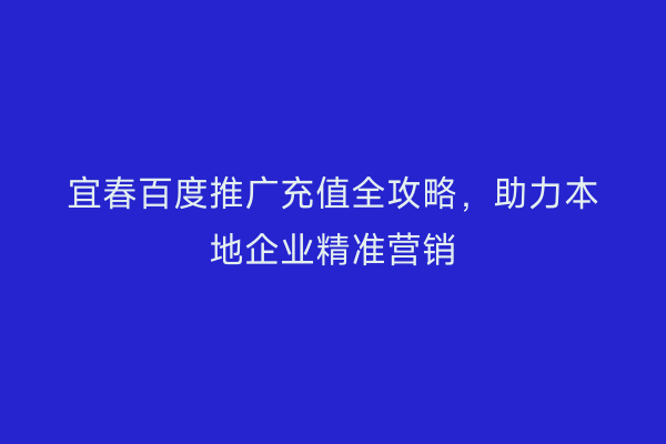 宜春百度推广充值全攻略,助力本地企业精准营销