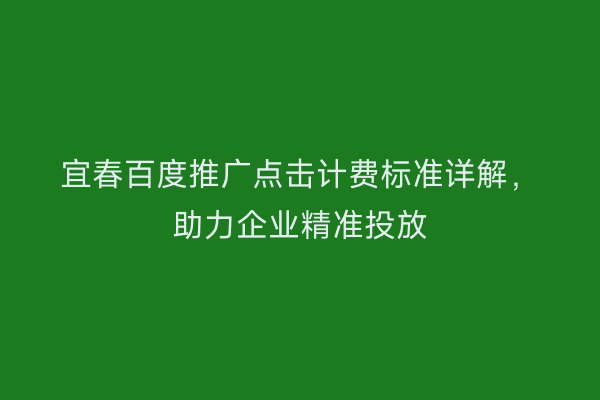宜春百度推广点击计费标准详解，助力企业精准投放