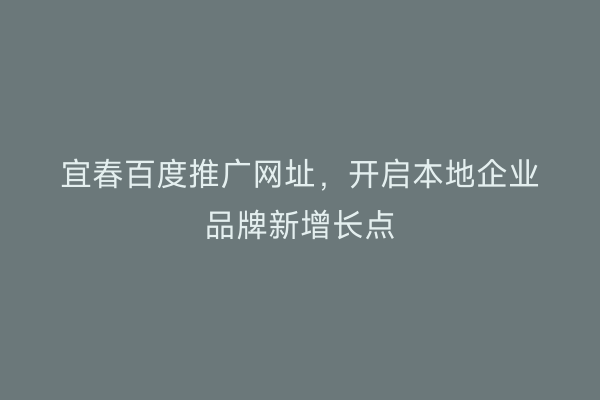 宜春百度推广网址，开启本地企业品牌新增长点