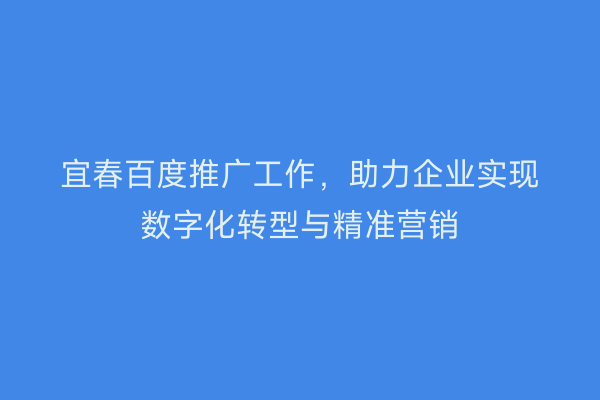宜春百度推广工作，助力企业实现数字化转型与精准营销