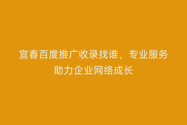 宜春百度推广收录找谁，专业服务助力企业网络成长