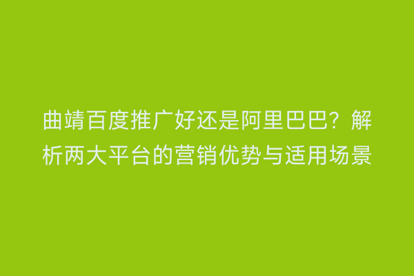 曲靖百度推广好还是阿里巴巴?解析两大平台的营销优势与适用场景