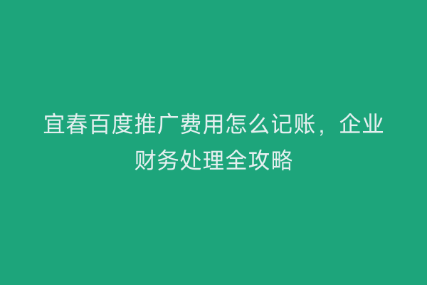 宜春百度推广费用怎么记账,企业财务处理全攻略