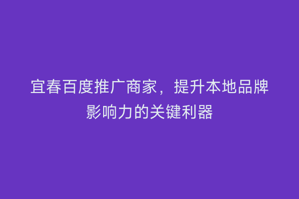 宜春百度推广商家，提升本地品牌影响力的关键利器