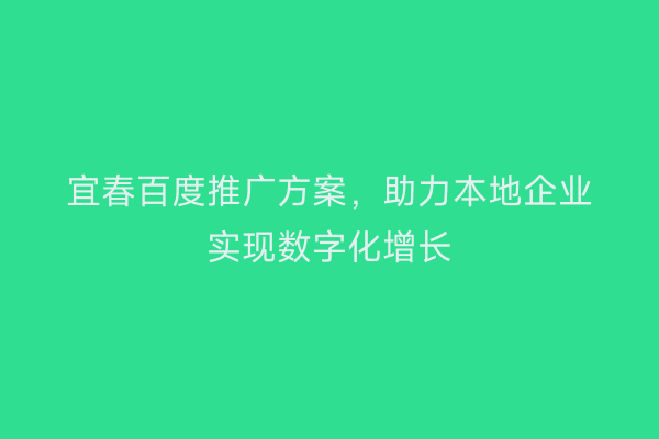 宜春百度推广方案,助力本地企业实现数字化增长