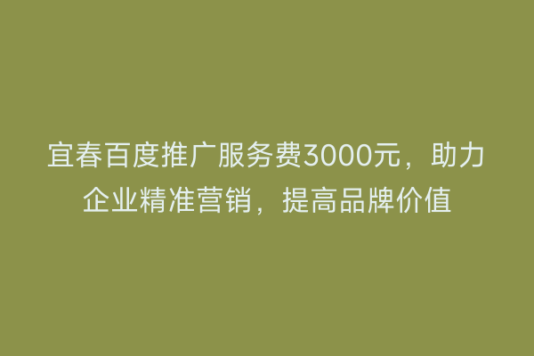 宜春百度推广服务费3000元,助力企业精准营销,提高品牌价值