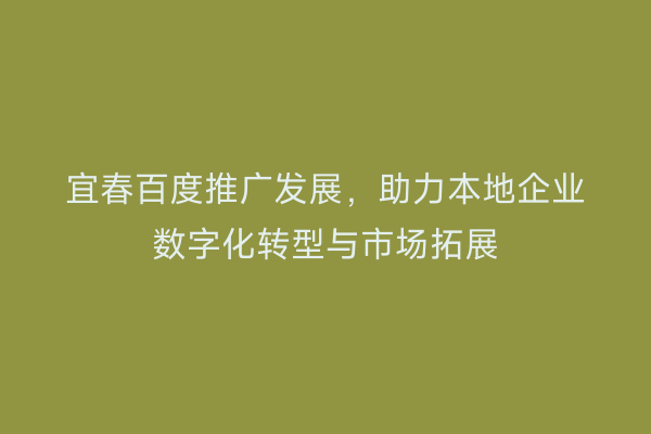 宜春百度推广发展,助力本地企业数字化转型与市场拓展