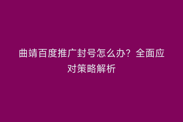 曲靖百度推广封号怎么办?全面应对策略解析