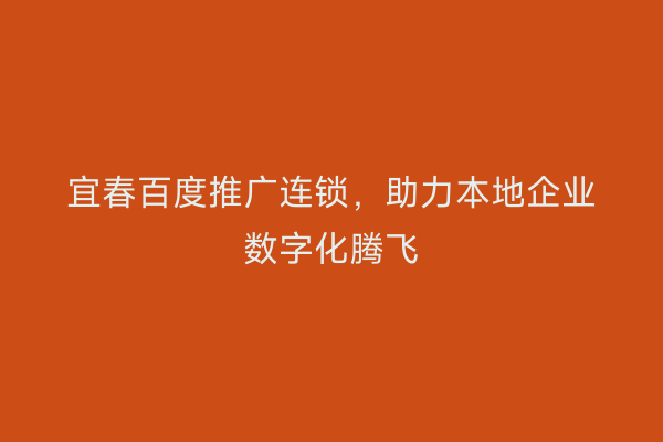 宜春百度推广连锁，助力本地企业数字化腾飞