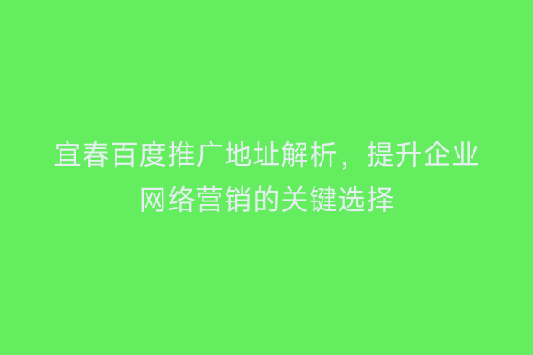 宜春百度推广地址解析,提升企业网络营销的关键选择