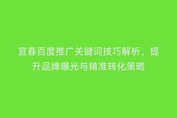 宜春百度推广关键词技巧解析,提升品牌曝光与精准转化策略