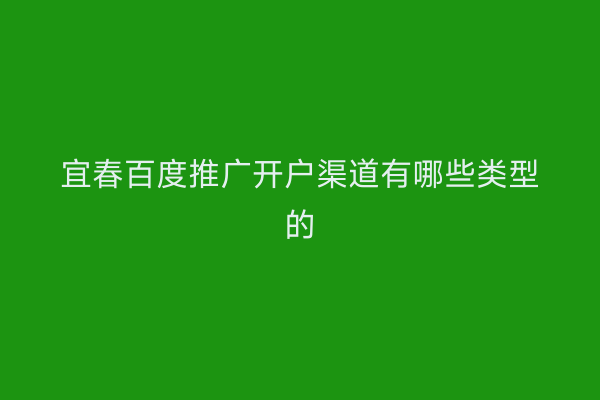 宜春百度推广开户渠道有哪些类型的