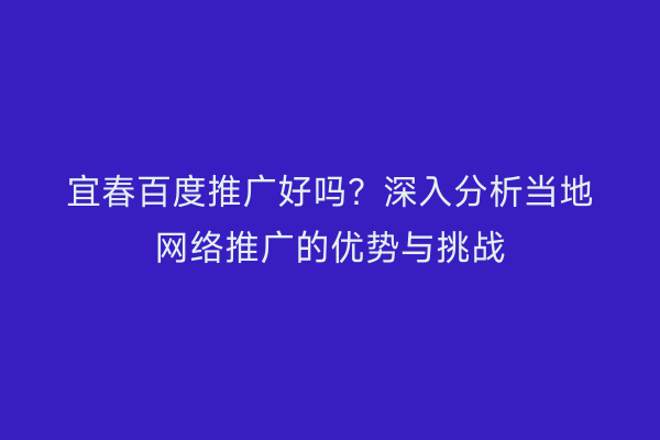 宜春百度推广好吗？深入分析当地网络推广的优势与挑战