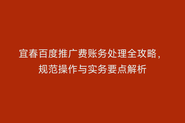 宜春百度推广费账务处理全攻略,规范操作与实务要点解析