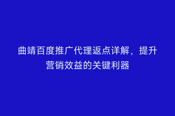 曲靖百度推广代理返点详解，提升营销效益的关键利器