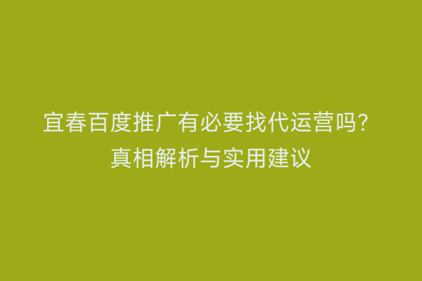宜春百度推广有必要找代运营吗？真相解析与实用建议