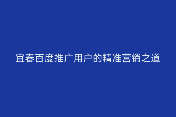 宜春百度推广用户的精准营销之道