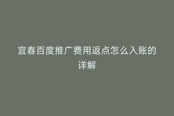 宜春百度推广费用返点怎么入账的详解