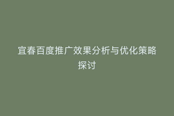 宜春百度推广效果分析与优化策略探讨