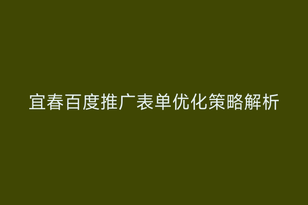 宜春百度推广表单优化策略解析