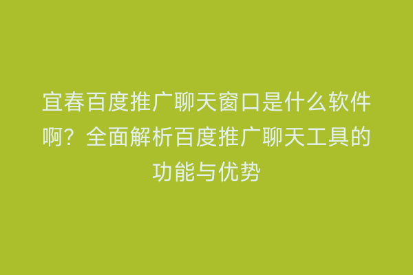 宜春百度推广聊天窗口是什么软件啊?全面解析百度推广聊天工具的功能与优势