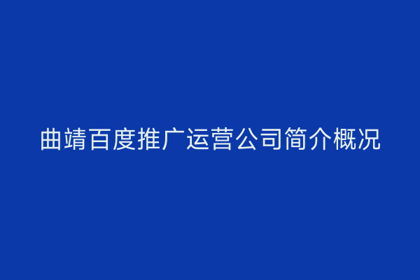 曲靖百度推广运营公司简介概况