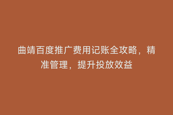 曲靖百度推广费用记账全攻略，精准管理，提升投放效益