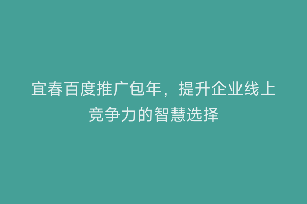 宜春百度推广包年,提升企业线上竞争力的智慧选择