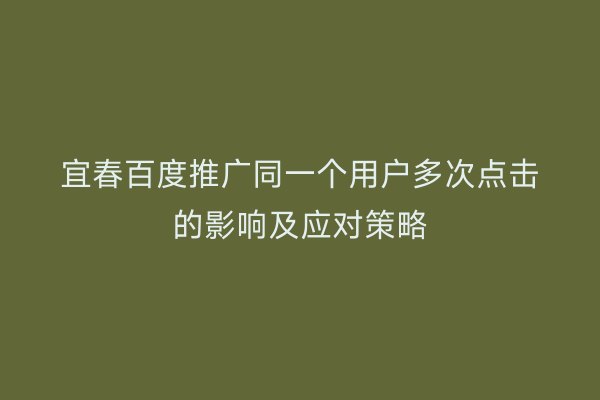 宜春百度推广同一个用户多次点击的影响及应对策略