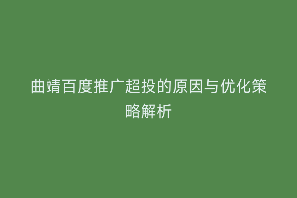 曲靖百度推广超投的原因与优化策略解析