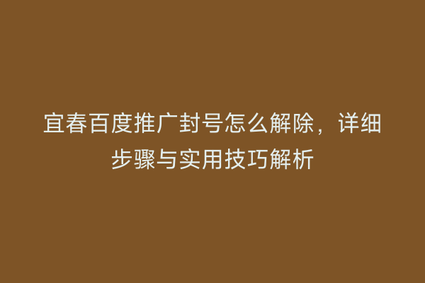 宜春百度推广封号怎么解除,详细步骤与实用技巧解析
