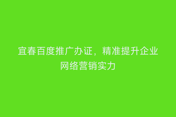 宜春百度推广办证,精准提升企业网络营销实力