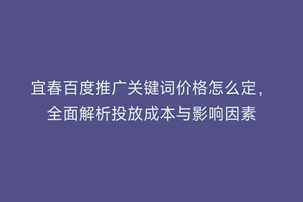 宜春百度推广关键词价格怎么定，全面解析投放成本与影响因素