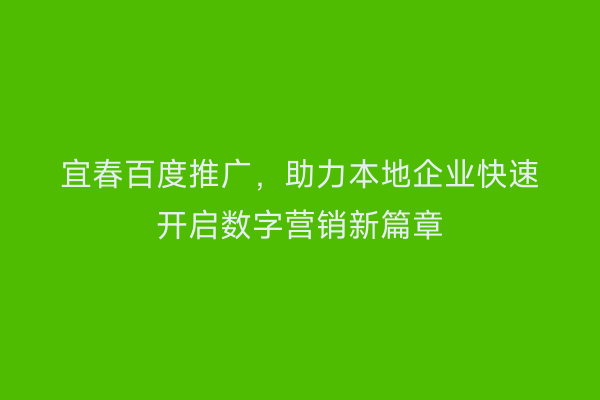 宜春百度推广，助力本地企业快速开启数字营销新篇章