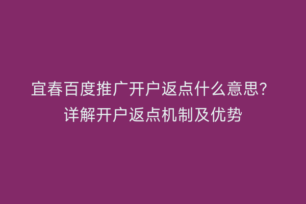 宜春百度推广开户返点什么意思？详解开户返点机制及优势