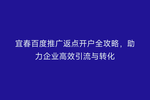宜春百度推广返点开户全攻略,助力企业高效引流与转化