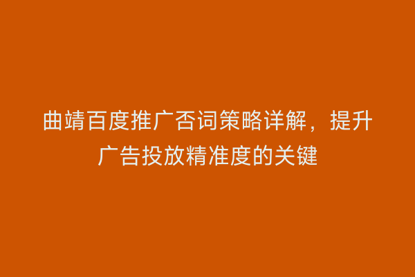曲靖百度推广否词策略详解，提升广告投放精准度的关键