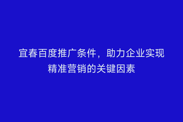 宜春百度推广条件，助力企业实现精准营销的关键因素