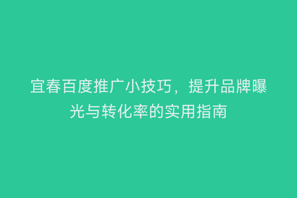 宜春百度推广小技巧，提升品牌曝光与转化率的实用指南