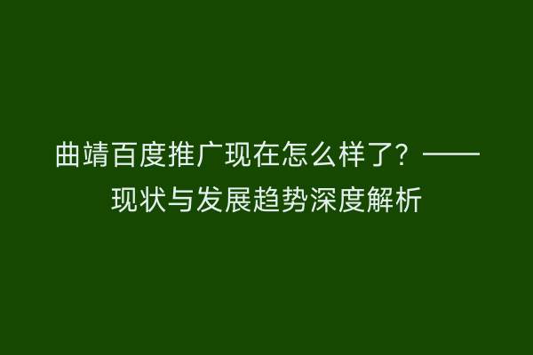 曲靖百度推广现在怎么样了?——现状与发展趋势深度解析