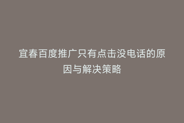 宜春百度推广只有点击没电话的原因与解决策略