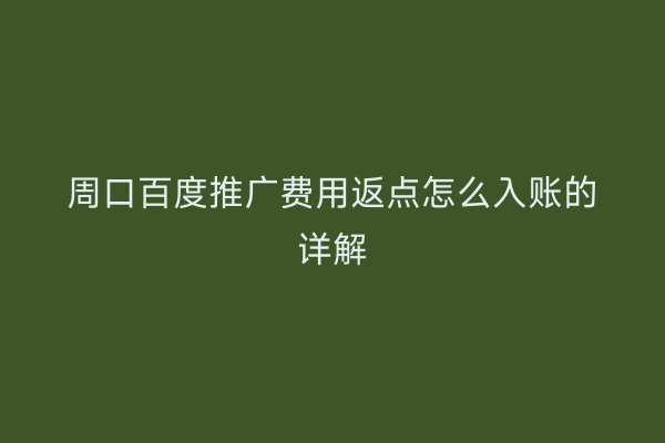 周口百度推广费用返点怎么入账的详解