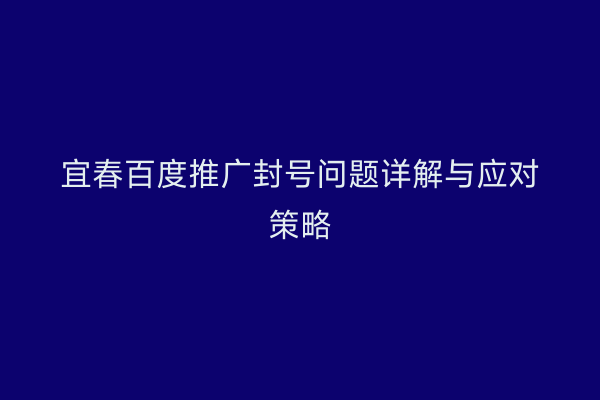 宜春百度推广封号问题详解与应对策略
