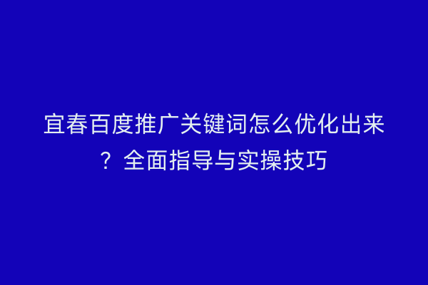 宜春百度推广关键词怎么优化出来?全面指导与实操技巧
