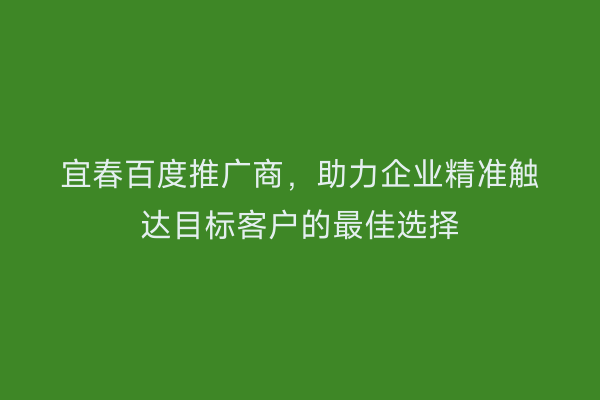 宜春百度推广商,助力企业精准触达目标客户的最佳选择