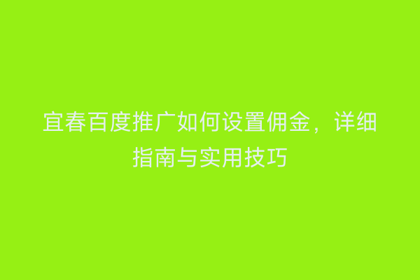 宜春百度推广如何设置佣金，详细指南与实用技巧