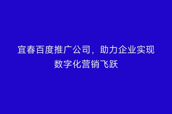 宜春百度推广公司，助力企业实现数字化营销飞跃